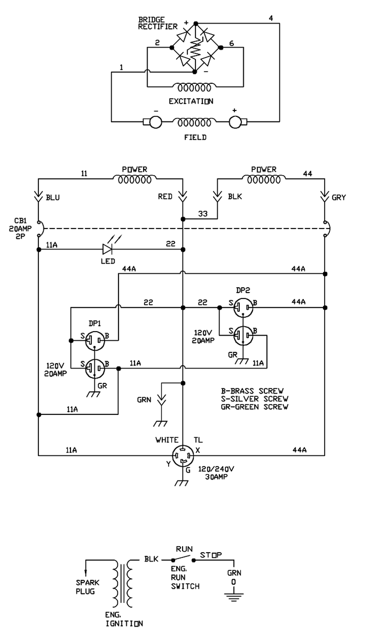 Page E Diagram and Parts List for  Briggs and Stratton Generator